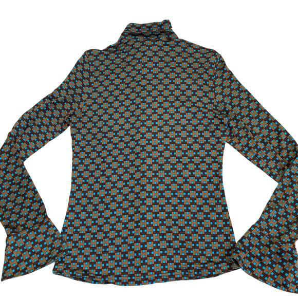 Hérion 100% Silk Retro Printed Luxorious Button-down Shirt Blouse Flared Cuff - Picture 15 of 16